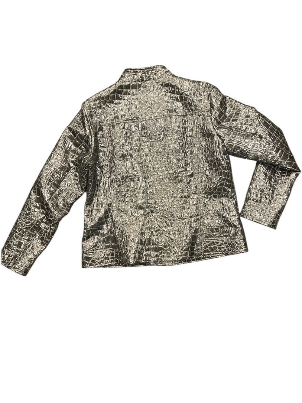 Chico’s Size 2 US M-L Silver Metallic Snakeskin Faux Leather Jacket - Picture 7 of 10